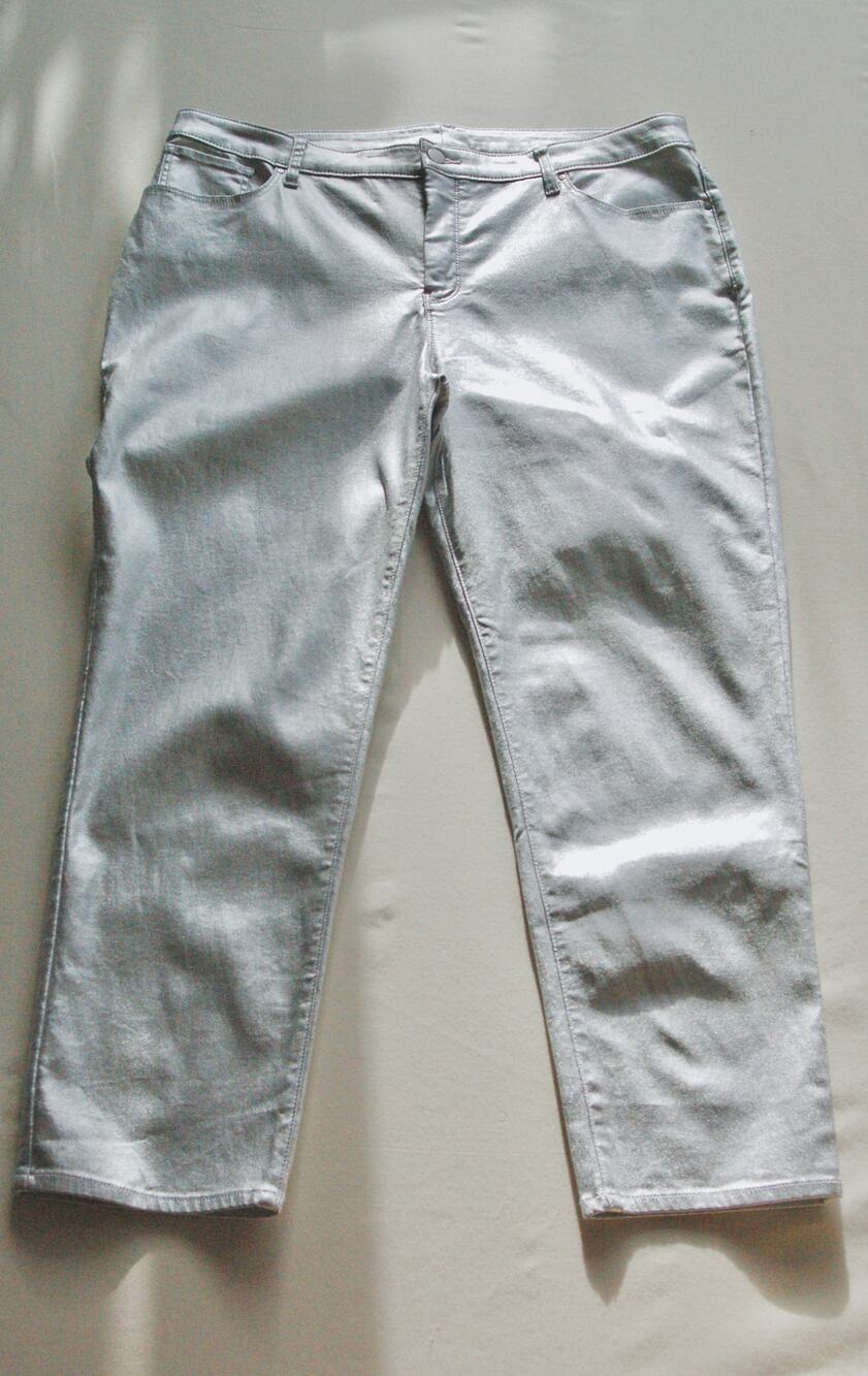 Coated Silver Metallic Jeans 38" Waist Pride Street Fair Festival